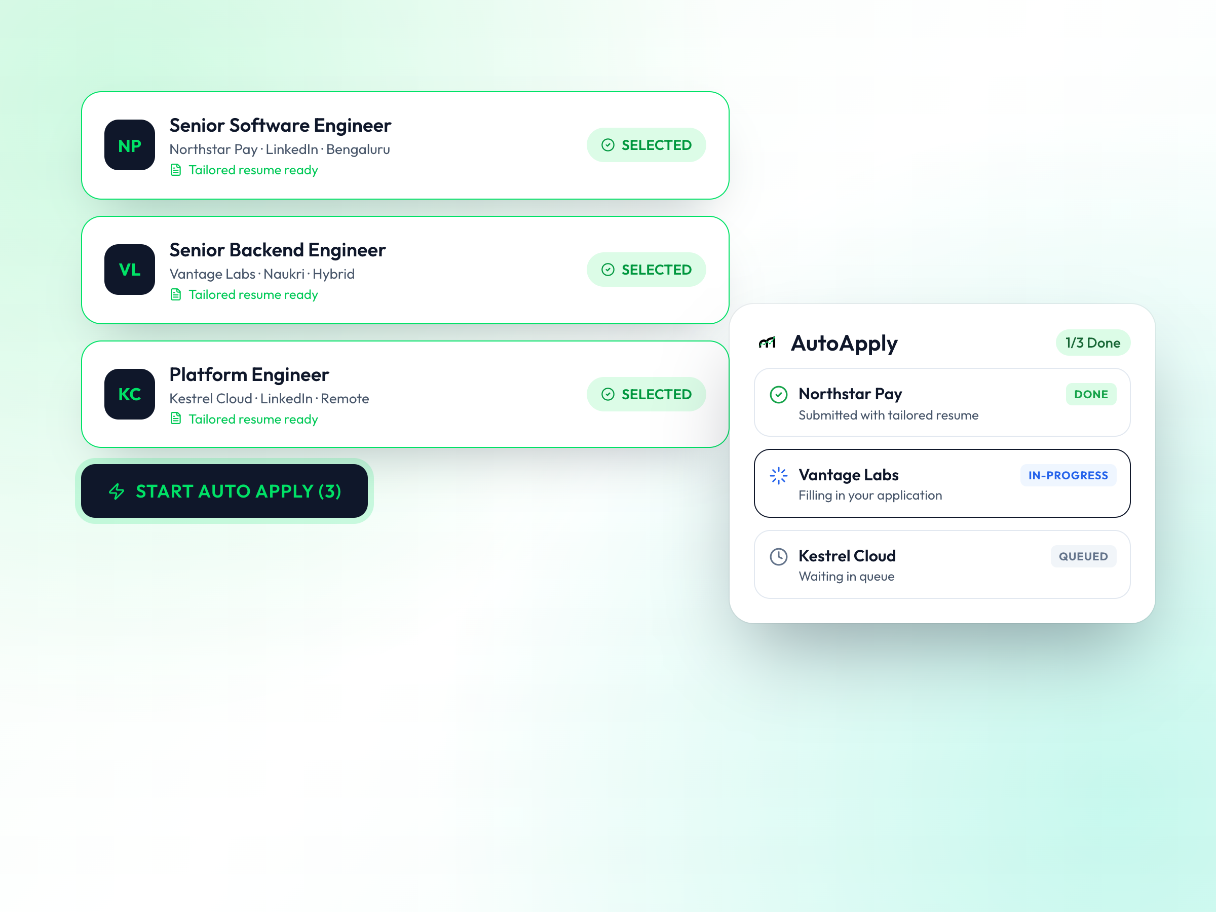 Select Jobs & Start Auto Apply